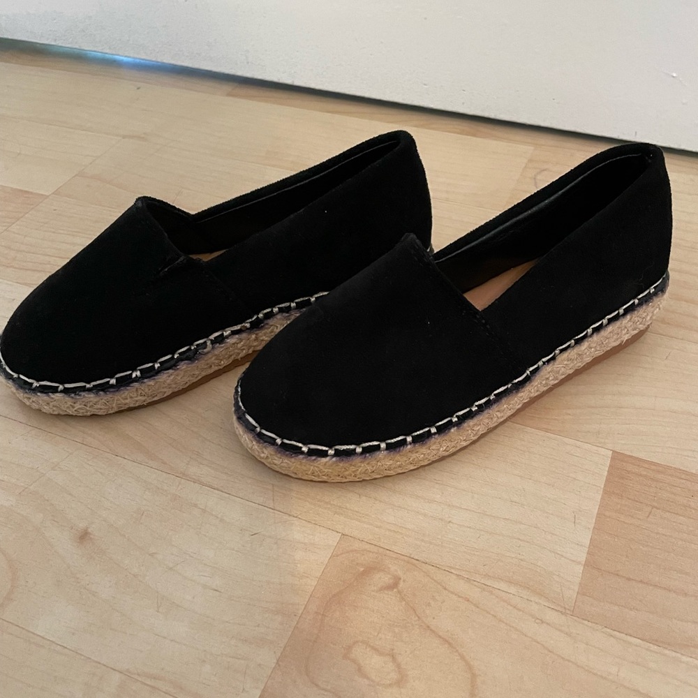 Toddler Girls Black Suede Espadrilles